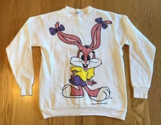 Vintage Looney Tunes Tiny Toons Babs Bunny Double Sided Crewneck Sweatshirt M