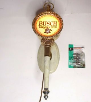 Vintage Busch Bavarian Beer Wall Sconce Electric Sign Light Lamp Gold Antique