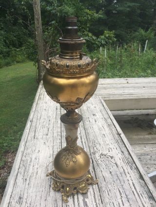 Vintage Bradley & Hubbard Brass Marble Table Lamp