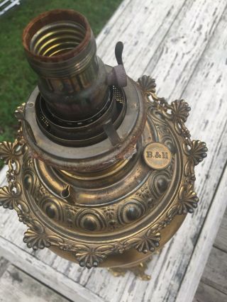 Vintage Bradley & Hubbard Brass Marble Table lamp 6