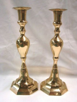 2 Vintage 12 " Brass Candle Holders / Candlesticks Auc 1