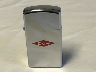 Vintage 1974 Zippo Slim Lighter Dow Logo Chemical Company