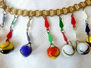 Fun 1970 ' s Vintage Fringed Necklace Earrings Set Glass Marbles Enamel 4