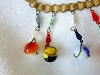 Fun 1970 ' s Vintage Fringed Necklace Earrings Set Glass Marbles Enamel 5