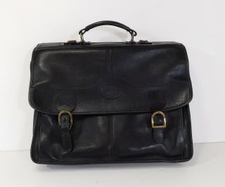 Santa Fe Dilana Black Leather Briefcase Laptop Messenger Bag Law Vintage