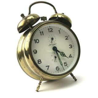 Rare Vintage German Adolf Jerger K.  G.  Brass Wind Up Alarm Clock