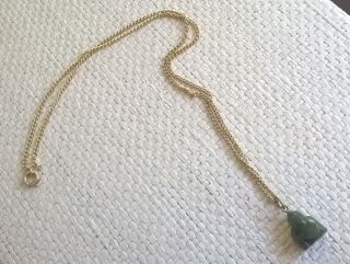 Vintage Chinese Small Green Jade / Jadeite Buddha Chain & Pendant Necklace China