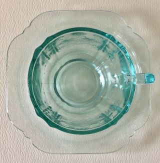 Vintage Aqua Blue Depression Federal Pressed Glass MADRID CUP & SAUCER SET X2 3