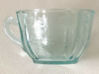 Vintage Aqua Blue Depression Federal Pressed Glass MADRID CUP & SAUCER SET X2 4