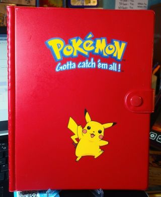 Vintage Pokemon Red Binder Album 4 Pocket 1999 Pikachu Binder Rare Nm/m