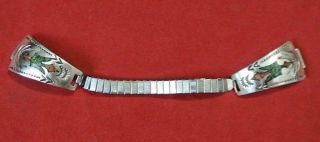 Vintage 925 Sterling Silver Turquoise & Coral Inlay Watch Band Tip Ends Ahasteen