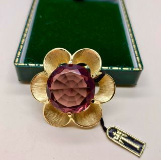 Vintage Jewellery Signed Crown Trifari Amethyst Crystal Brooch/pin