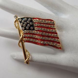 Vintage Camrose Kross Jbk American Usa Flag Pin Brooch