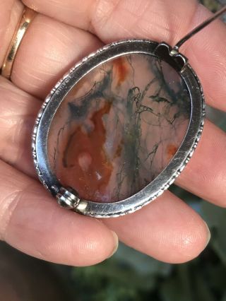 UNUSUAL VINTAGE STERLING SILVER SCOTTISH MOSS AGATE BROOCH/PIN 5