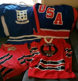 4 Rare Vintage Hockey Jerseys Portledge,  Usa,  Beaver Dam,  By Cooper,  Cosby,