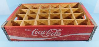 Vintage Coca - Cola Wooden Red Soda Pop 24 Bottle Crate Carrier Box Case Wood Coke