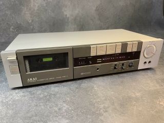Vintage Akai Hx - 1 Cassette Deck Great Silver Stereo Tape Player Push