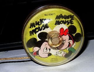 Vintage Duncan Imperial Jr.  Walt Disney Mickey & Minnie Mouse Return Top Yo - Yo