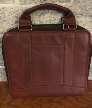 Vintage Franklin Covey Brown Riverwood Leather 7 Ring Binder Bag Organizer Tote