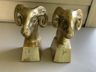 Vintage Rams Heads Brass Bookends Pair Los Angeles Rams Nfl