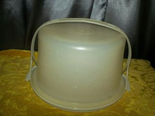 Vtg Tupperware Cake Carrier,  Sheer White,  3 Piece,  684 W/handle Usa