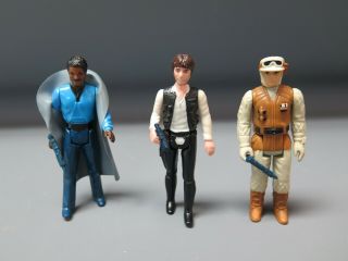 3 Vintage 1977 - 80 Star Wars Action Figure Complete Hk Han Solo Lando Calrissian