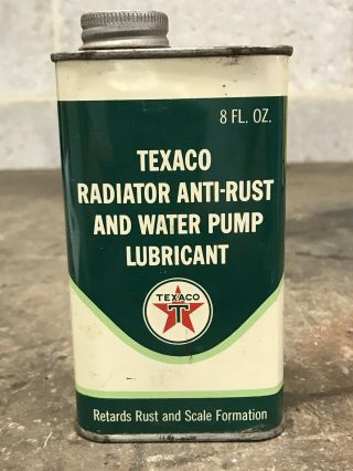 Vintage Texaco Radiator Anti Rust Water Pump Lubricant 8 Oz Can Gas Oil Empty