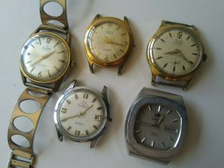 Joblot X5 Vintage Automatic Gents Watches Spares/repairs Mondaine Kienzle