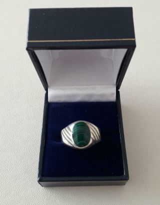 Vintage Mexican Silver Taxco Green Stone Ring