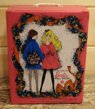 Vintage The World Of Barbie Doll Trunk Carrying Case Pink 1968 Mattel Canada,