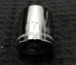 (￦) Craftsman 17mm 12 Point 3/8 " Drive Socket.  Vtg.  Usa.  Inverted G1 44307.
