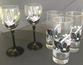 Set Of 5 Vintage Luminarc Cristal D’ Arques Durand Anais Pattern 1960s Glasses