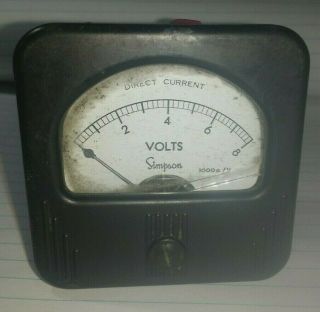 Vintage,  Panel Mount Simpson Dc Voltmeter 0 - 8 Volts