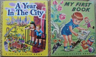 2 Vintage Little Golden Books A Year In The City,  My First Book 42 Pages