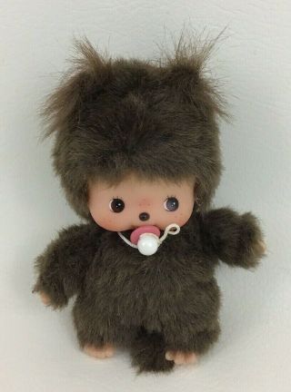 Vintage Monchhichi Monkey Baby 5.  5 " Doll With Pacifier Plush Stuffed Toy