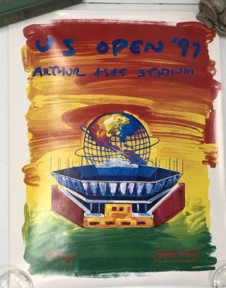 Rare,  Vintage: Us Open 1997 Peter Max Arthur Ashe Stadium Art Print 26” X 20”