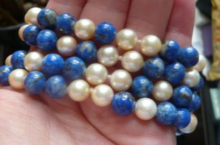 Vintage Lapis Lazuli and Pearl Necklace 4