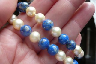 Vintage Lapis Lazuli and Pearl Necklace 5