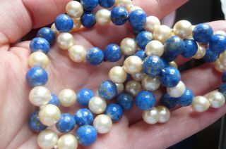 Vintage Lapis Lazuli and Pearl Necklace 7