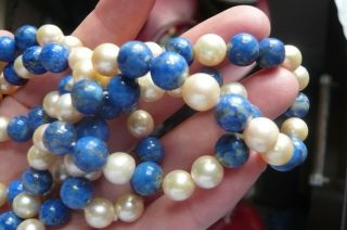 Vintage Lapis Lazuli and Pearl Necklace 8