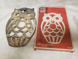 Vintage Leonard Silver Plated Owl Trivet Made In Italy