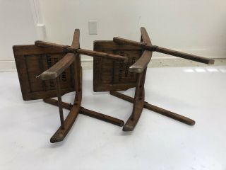 Vintage WOOD FOLDING CHAIRS Pair slat country wooden bistro wedding dining set 4 8