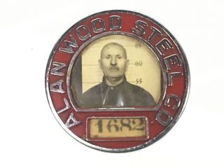 Vintage Steel Co Employee Id Badge Alan Wood Steel Co.  Pa - Usa