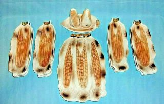 Vintage Ceramic Corn On The Cob Serving Dishes 12 Piece Set Made In Japan