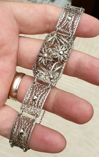 Edwardian Vintage Czech Jewellery Beautifully Crafted Silver Filigree Bracelet