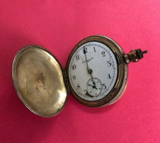 Antique 1903 Elgin 7 Jewel Pocket Watch 206 Parts Repair 6s Log Cabin Case