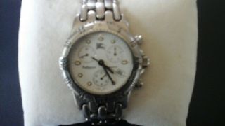 Vintage Burberry unisex Chronograph white dial Stainless Steel knights watch 2