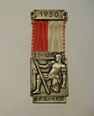 Vintage 1950 Swiss Military Embossed Ssv Ssc Efs Tfc Combat Shooting Medal