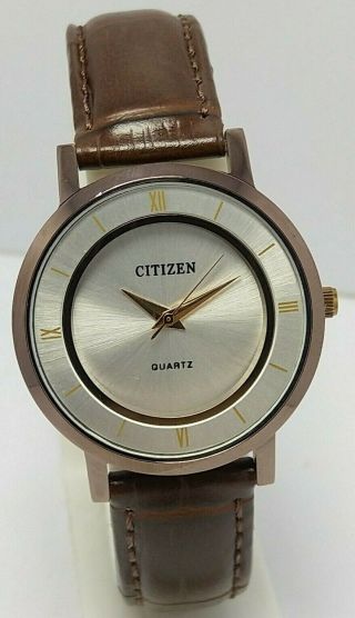 Rare Vintage Citizen Quartz Silver Dial Wrist Watch Women 