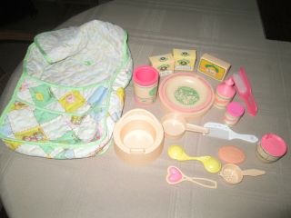 Vintage Cabbage Patch Kids Doll Quilted Diaper Bag And Accessories